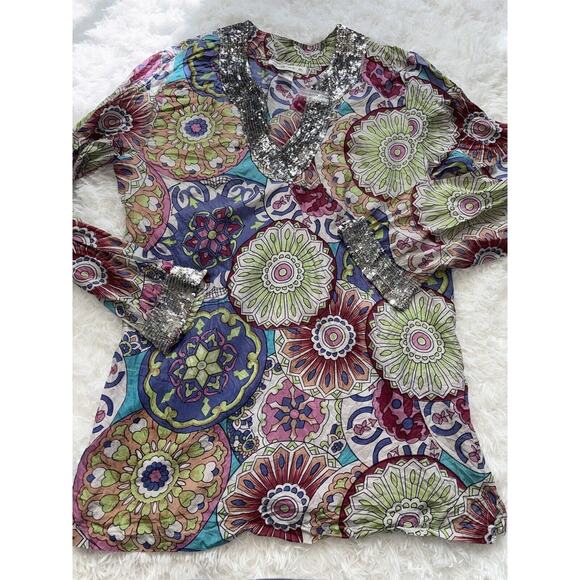 Industrie B 100% Silk Sz. L Blouse. New W/ Out Tags. Beautiful - Picture 1 of 11